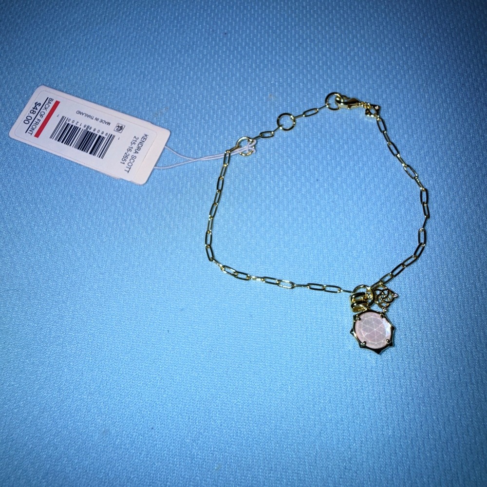 Kendra Scott Landon Chain Bracelet NEW Gold Pink Opalite Paperclip Link